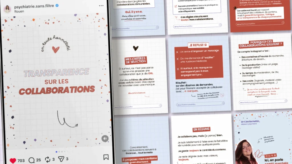 Graphiste réseaux sociaux Lyon - Psychiatrie sans filtre - Branding social media - Portfolio Chloé Lance